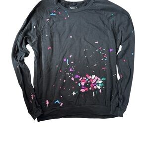 Michael Lauren Black Sweatshirt with Paint Splatter design